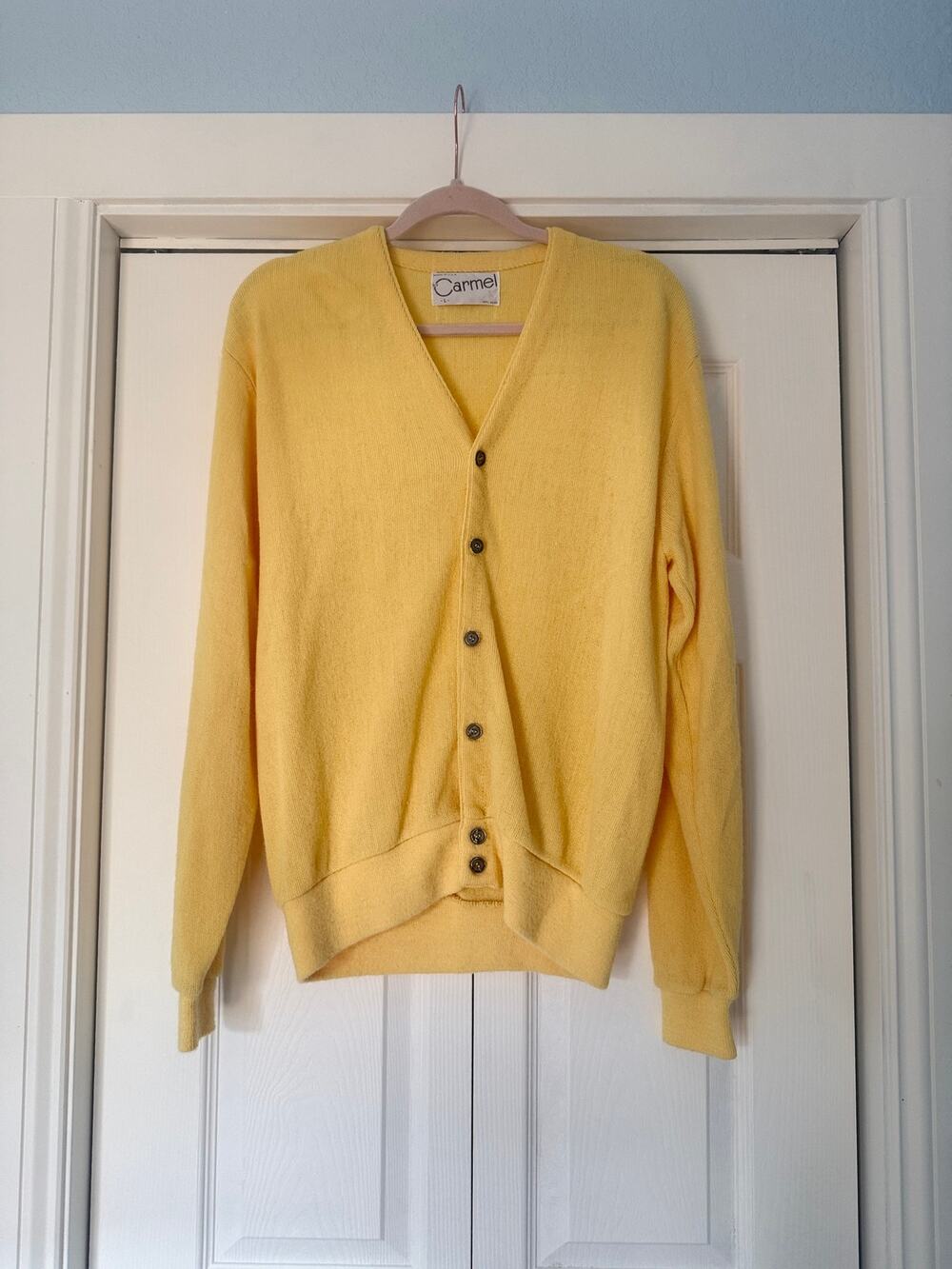 Vintage Butter Yellow Carmel Cardigan - Size L (PH11)
